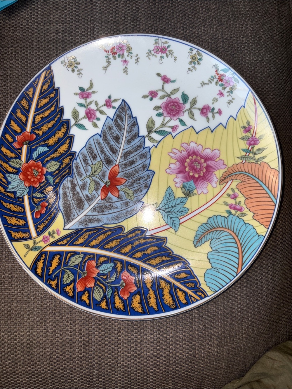 Vint Tobacco Leaf Decorative Floral Serving Platter FINE CHINA 25 each